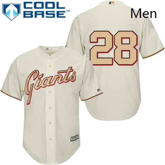 Mens Majestic San Francisco Giants 28 Buster Posey Authentic Cream Commemorative Cool Base MLB Jersey